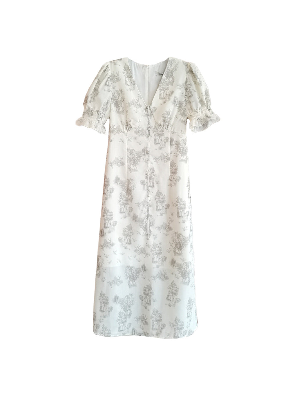 【Final Sale】Xena V-Neck Floral Puff Sleeve Dress - Red