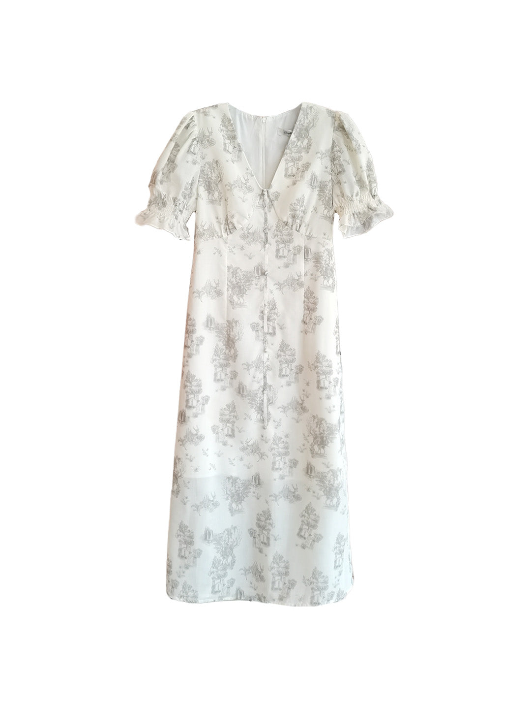 【Final Sale】Xena V-Neck Floral Puff Sleeve Dress - Red
