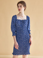 【Final Sale】Estelle Classic Square Neck Shell Print Dress