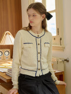 【Final Sale】Beatrix Round Neck Contrasting Cardigan