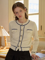 【Final Sale】Beatrix Round Neck Contrasting Cardigan
