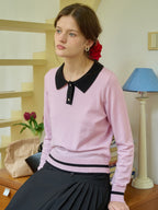 【Final Sale】Dolly Round Neck Contrasting Sweater
