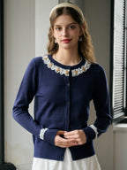 【Final Sale】Soleil Round Neck Lace Cardigan