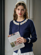 【Final Sale】Soleil Round Neck Lace Cardigan