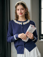 【Final Sale】Soleil Round Neck Lace Cardigan