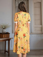 Amelia V-Neck Lace Floral Dress