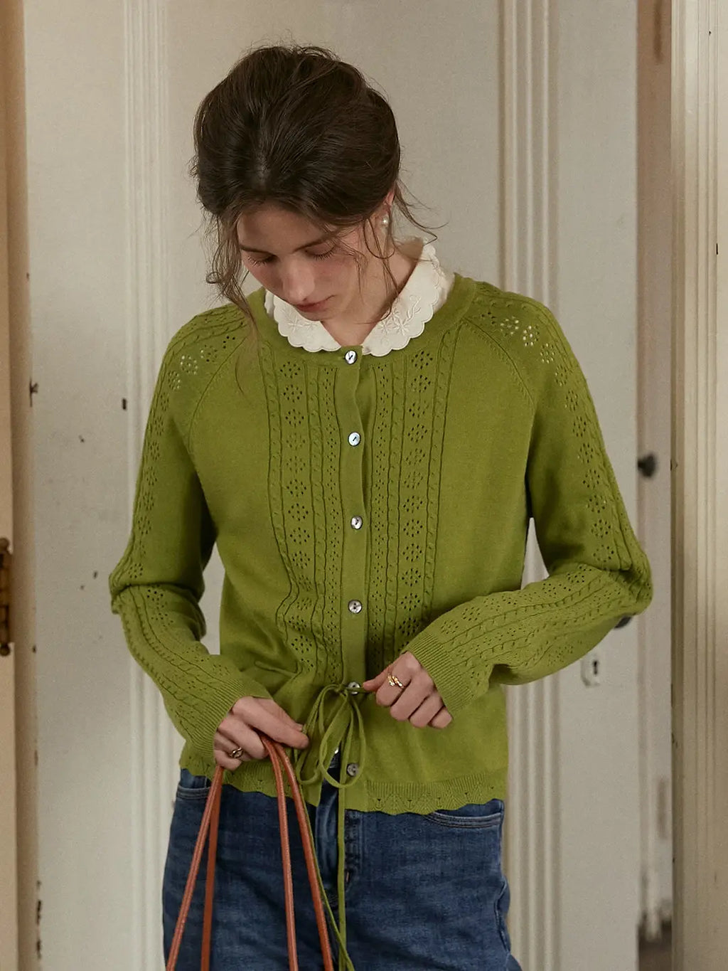 Winifred Round Neck Linen Cardigan