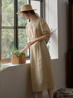 【Final Sale】Heidi Hollow Embroidered V-neck Lace Puff Sleeve Dress