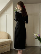 【Final Sale】Ellie Square Neck Pleated Viscose Dress