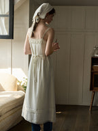 Laura Lace Square Neck Bow Sling Dress