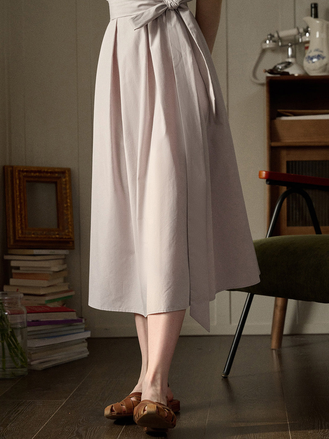 【Final Sale】Mila Bateau Neck Sleeveless Cotton Dress - Gray