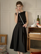 【Final Sale】Mila Bateau Neck Sleeveless Cotton Dress - Gray