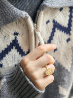 Ailany Notched Collar Fair Isle Double Zipper Wool Cardigan
