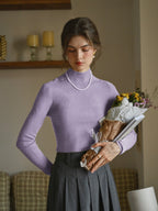 Erin 100% Wool Simple Mock Neck Slim Fit Sweater - Black