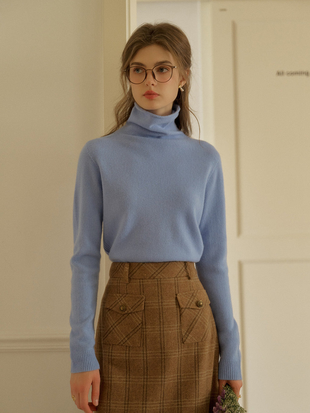 Solana Basic Versatile Turtleneck 100% Wool Sweater - Pink