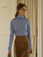 Solana Basic Versatile Turtleneck 100% Wool Sweater - Pink