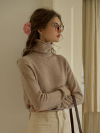 Solana Basic Versatile Turtleneck 100% Wool Sweater - Pink