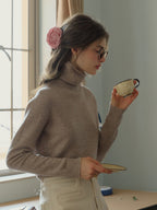 Solana Basic Versatile Turtleneck 100% Wool Sweater - Pink