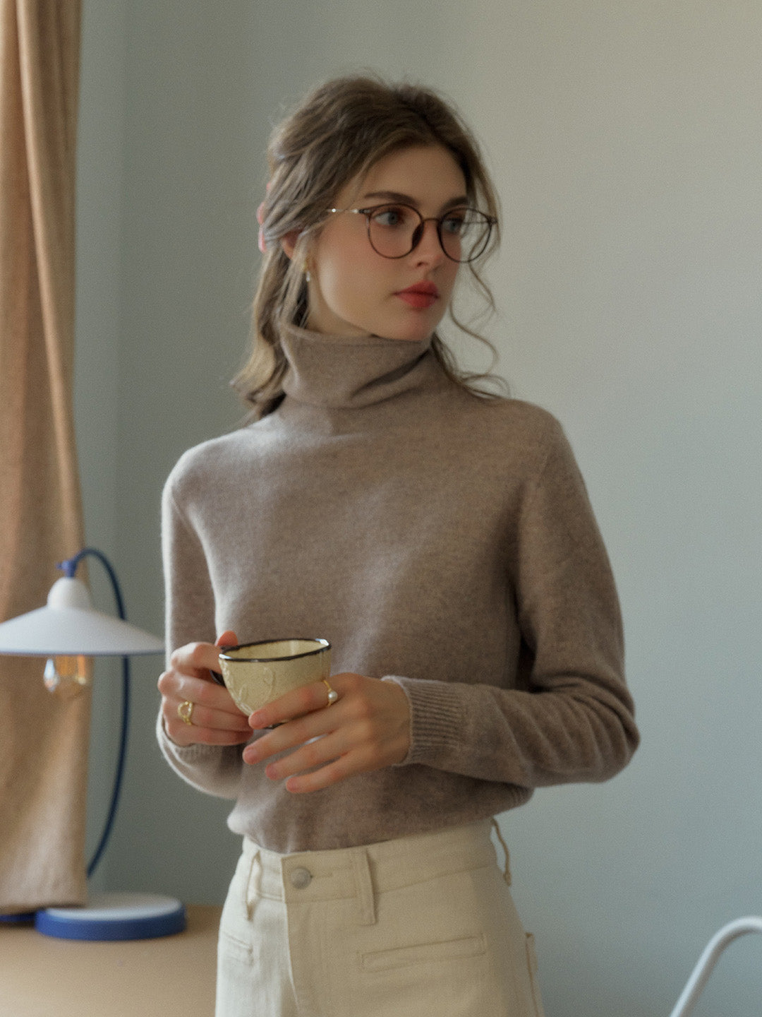 Solana Basic Versatile Turtleneck 100% Wool Sweater - Pink