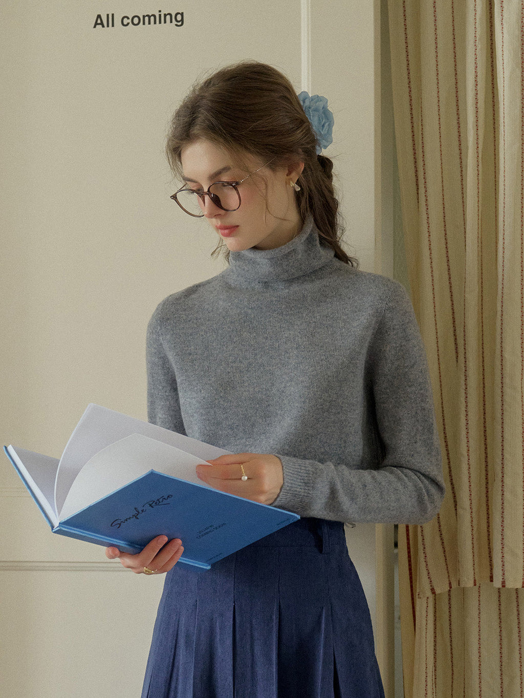 Solana Basic Versatile Turtleneck 100% Wool Sweater - Pink