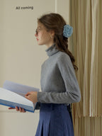 Solana Basic Versatile Turtleneck 100% Wool Sweater - Pink