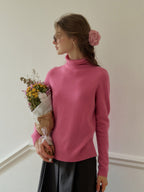 Solana Basic Versatile Turtleneck 100% Wool Sweater - Pink