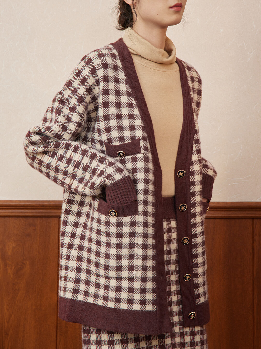 【Final Sale】Ansley Checkerboard Knit Cardigan