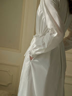 Lilly Round Neck Hem Hollow Embroidered Cotton Dress