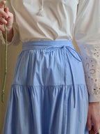 Aubree Striped Cutout Embroidered A-line Skirt