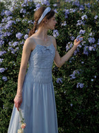 【Final Sale】Avayah Bow Smocked Slip Dress