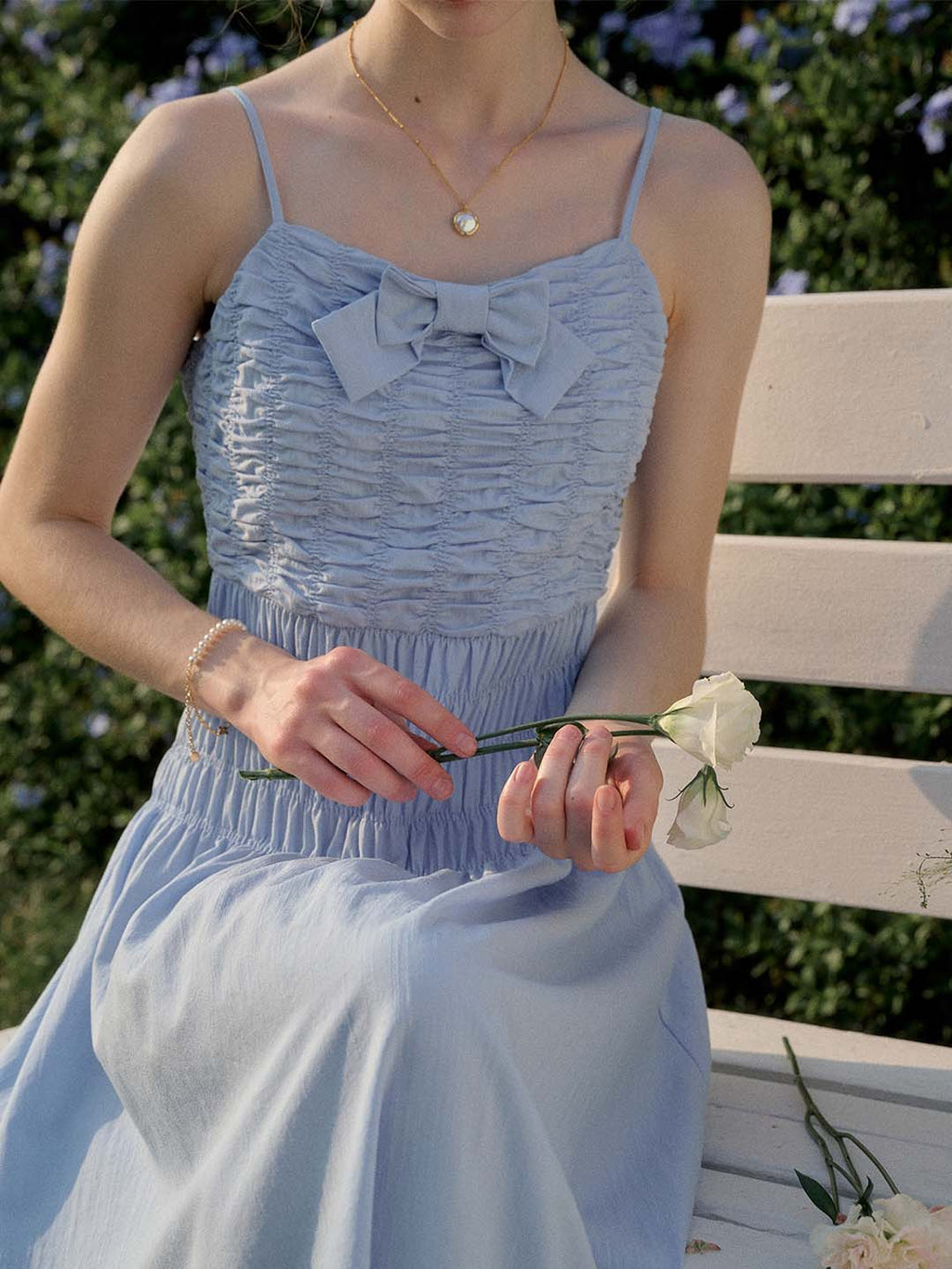 【Final Sale】Avayah Bow Smocked Slip Dress
