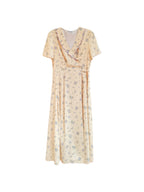 【Final Sale】Louisa Ruffle V-Neck Floral Waist Dress - Apricot