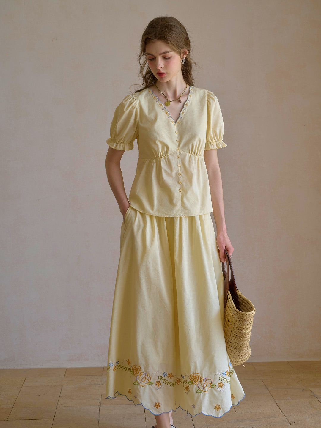 Ashley Floral Embroidery 100% Cotton Skirt
