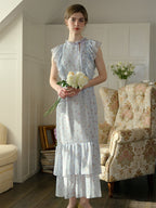 【Final Sale】Malani Floral Printed Flutter Sleeve Mermaid Hem Maxi Dress