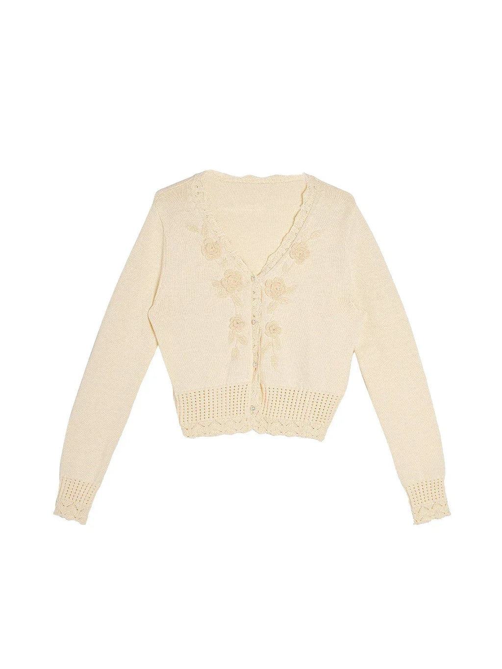 Eleanora V-Neck 3D Rose Cardigan