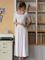 Hayley Simple Square Neck Cotton Dress
