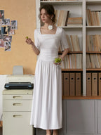 Hayley Simple Square Neck Cotton Dress
