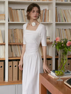 Hayley Simple Square Neck Cotton Dress