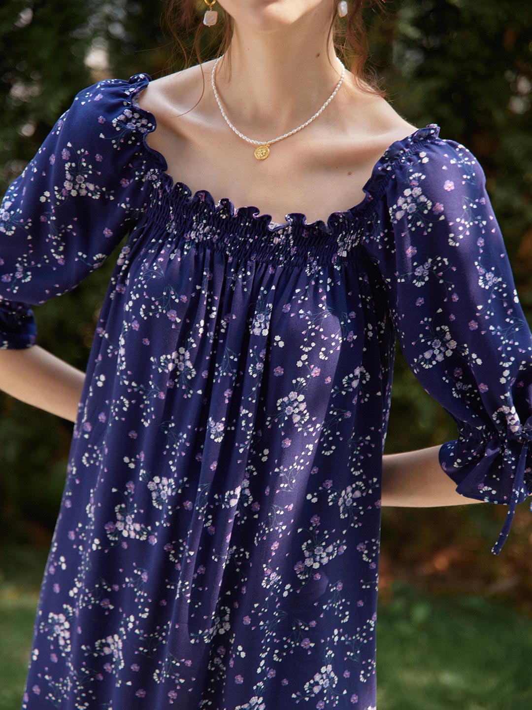 【Final Sale】Belle Square Collar Midi Pleated Dress