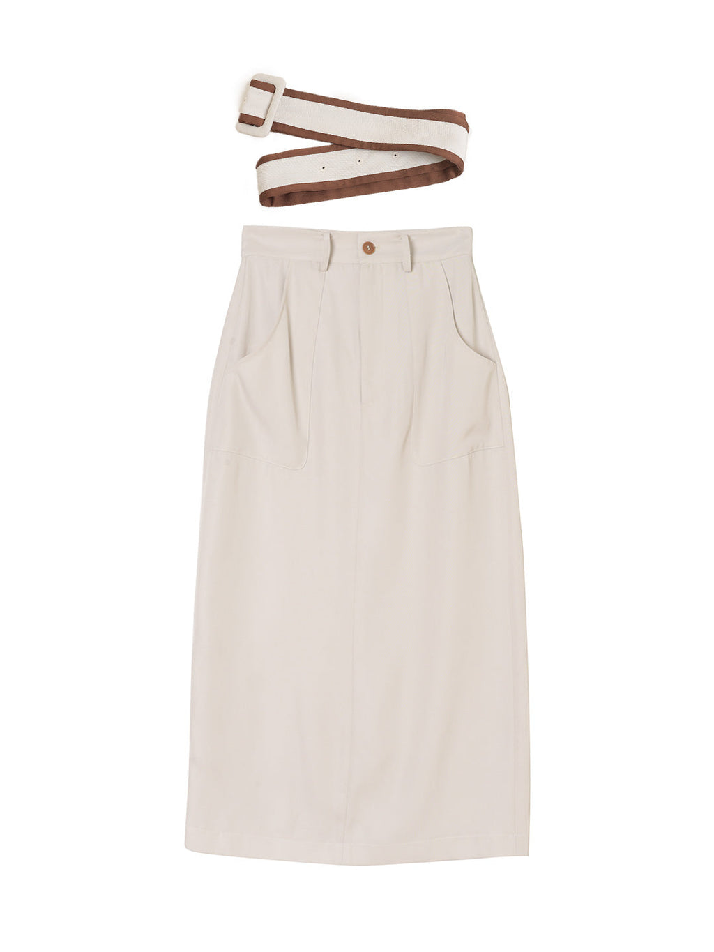 Odette Straight Beige Midi Skirt