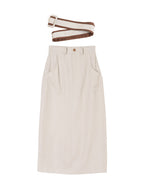 Odette Straight Beige Midi Skirt