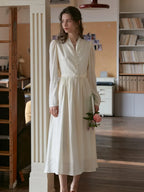 Bridget V-Neck Off White Dress