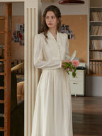Bridget V-Neck Off White Dress