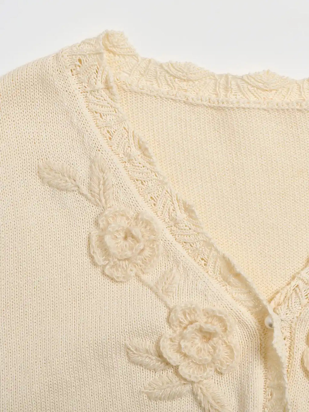 Eleanora V-Neck 3D Rose Cardigan