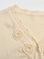 Eleanora V-Neck 3D Rose Cardigan