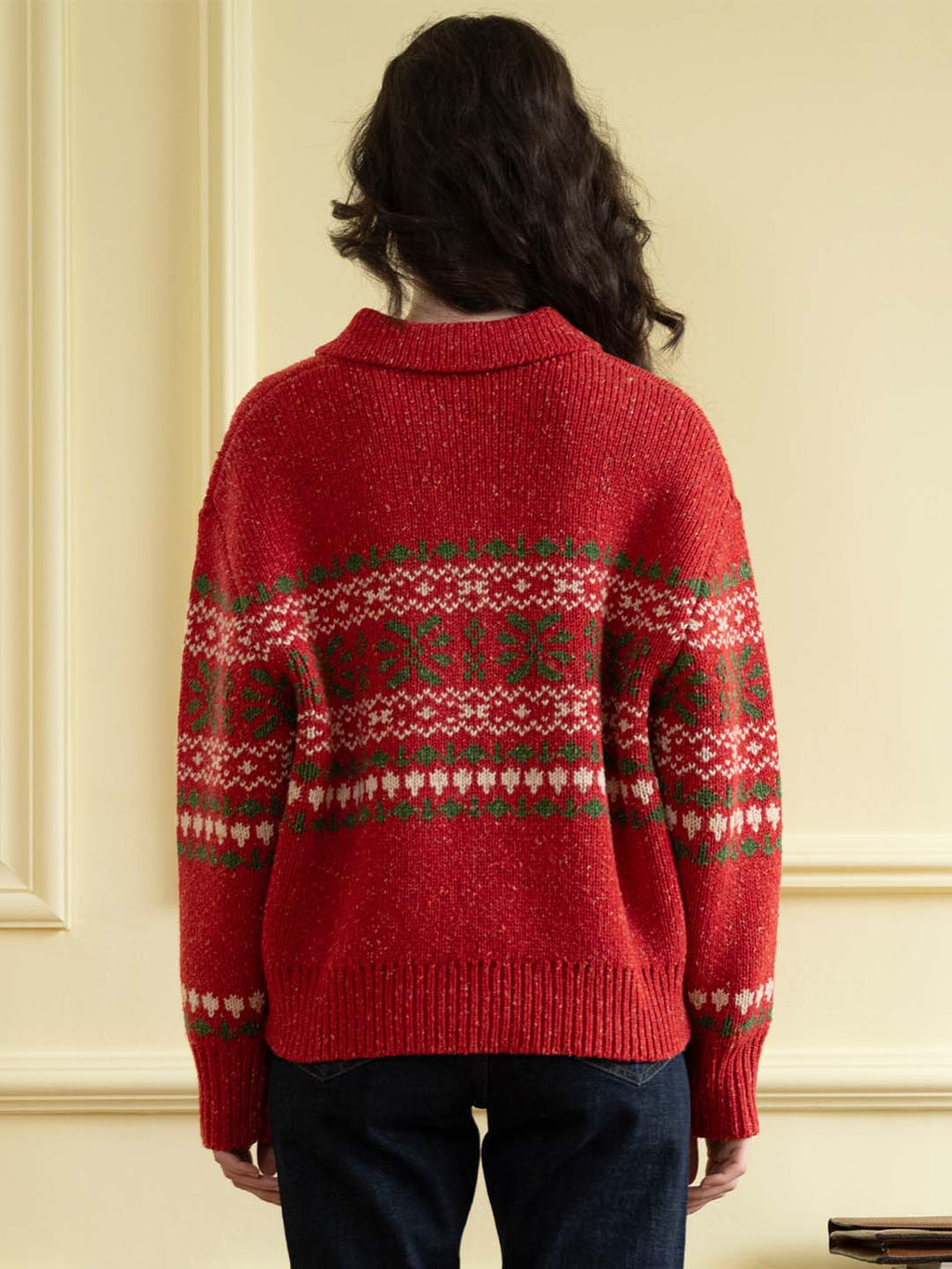 【Final Sale】Skylar Geo Pattern Half Zip Drop Shoulder Sweater