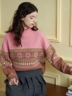 【Final Sale】Savannah Geo Pattern Drop Shoulder Sweater