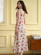 【Final Sale】Raelynn  Floral Print Contrast Binding Ruched Bust Dress