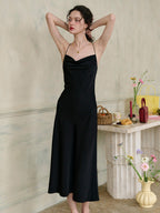 【Final Sale】Amaris Versatile V-Neck Back Lace-up Black Suspender Dress