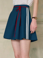【Final Sale】Hadlee Cute Contrasting Lace-up Pleated A-Line Skirt